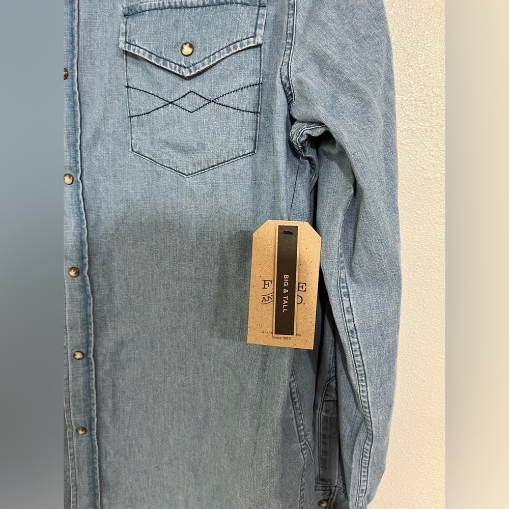 FRYE XLT chambray denim button-down, long sleeve … - image 4